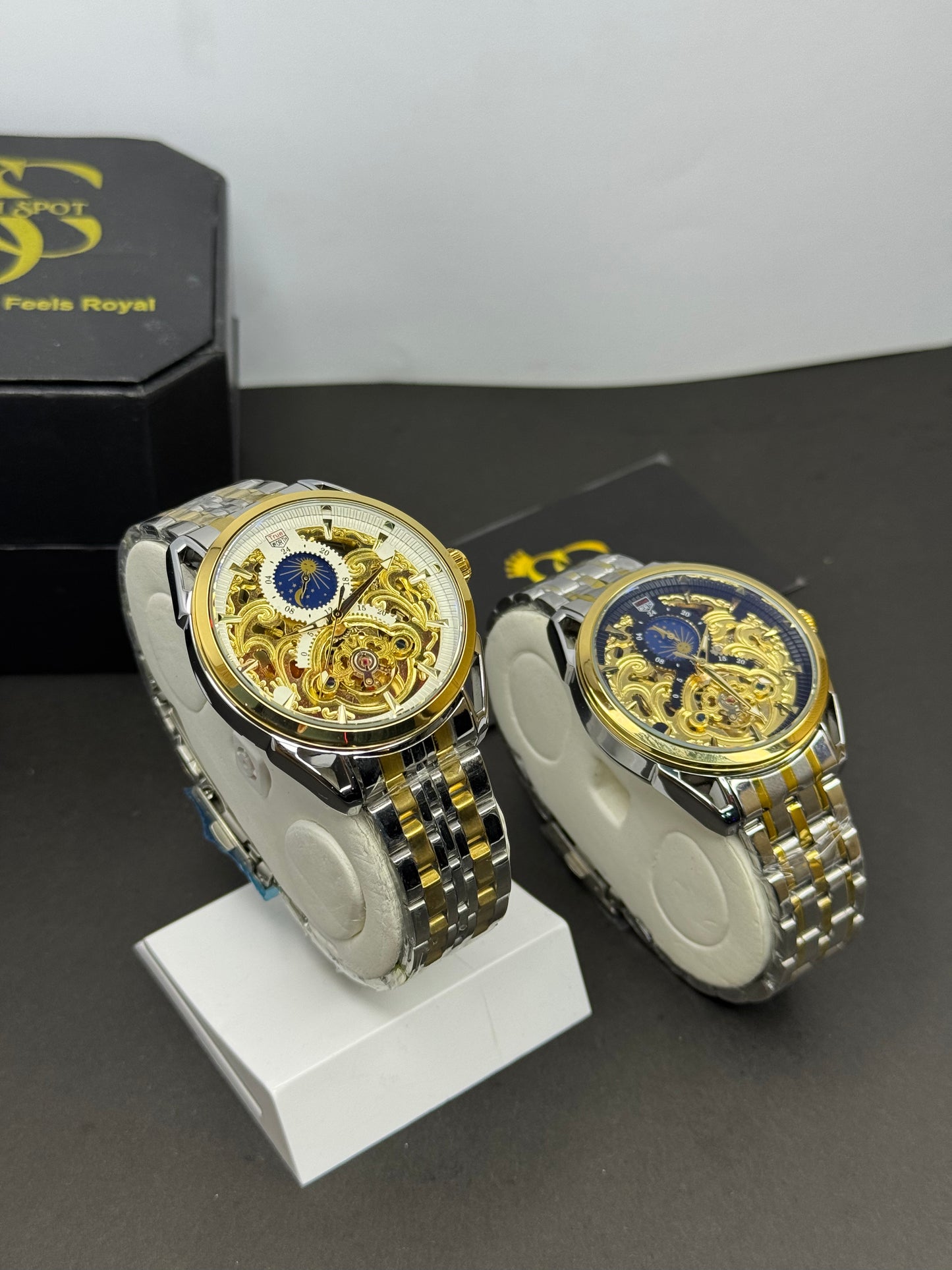 Skeleton Mechanical Watch – Premium Automatic Timepiece with Moon Phase Dial