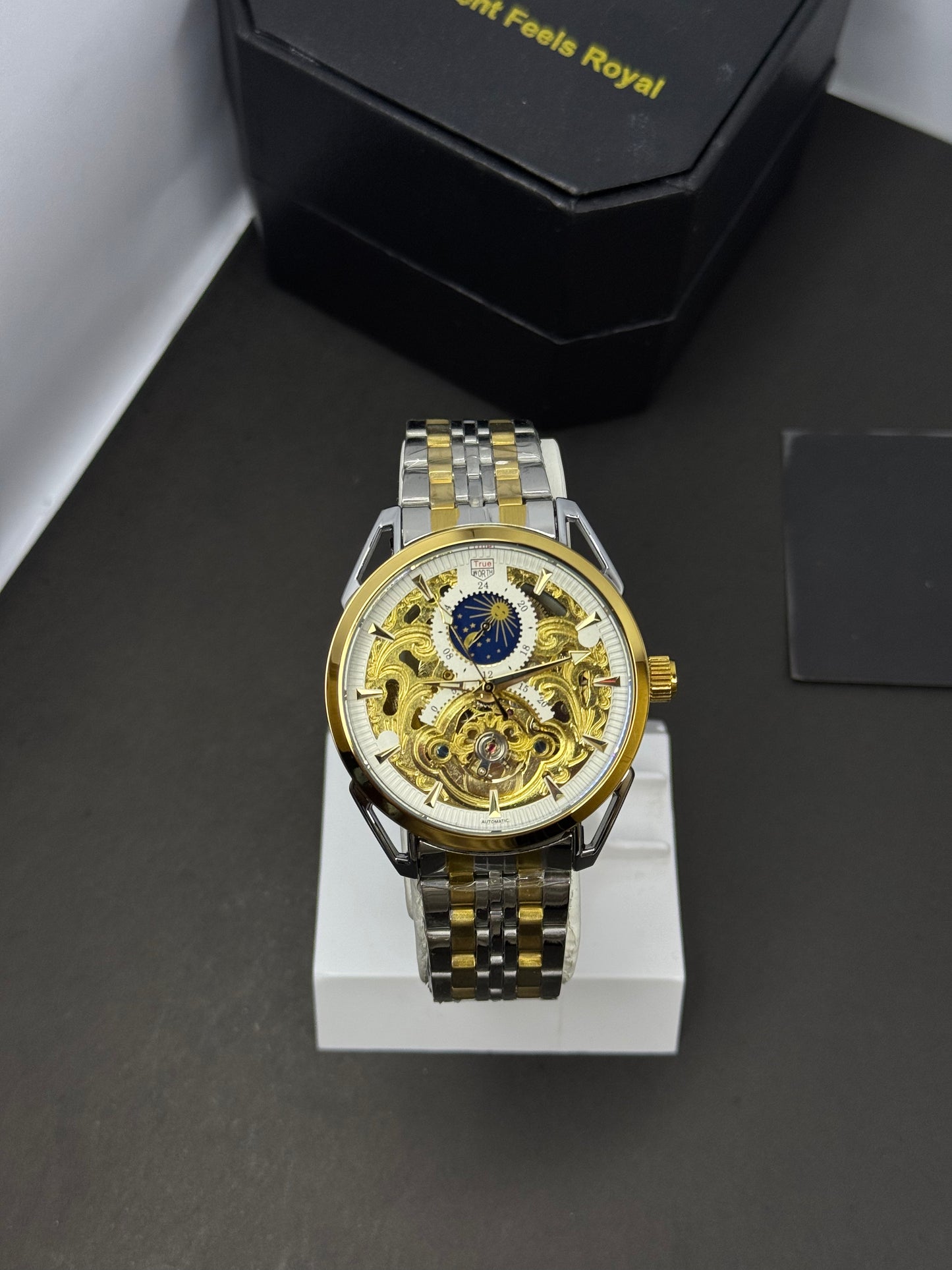 Skeleton Mechanical Watch – Premium Automatic Timepiece with Moon Phase Dial