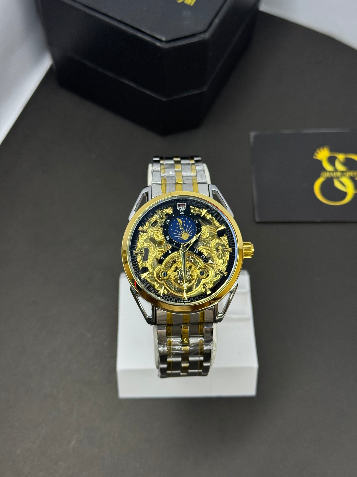 Skeleton Mechanical Watch – Premium Automatic Timepiece with Moon Phase Dial